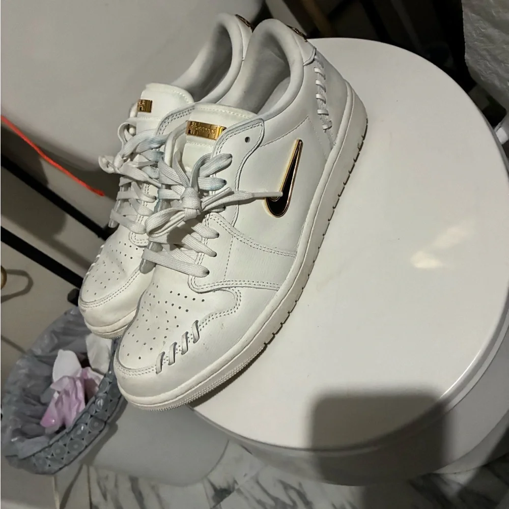 White and Gold Sneakers - Picture 2 of 2